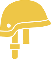 A yellow safety helmet icon representing fieldwork, safety, and professional surveying experience.